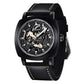 Relojes automáticos Benyar para hombre | Reloj de pulsera para hombre con correa de cuero mecánica de esqueleto | Esfera de 45 mm | 30M resistente al agua | Regalo elegante para hombre