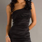 CLEARANCE - Eureka 1893 Rosette Studded Single Strapped Teal Cocktail Dress (Size L)