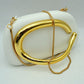 Hard Shell Clutch with Metallic Handle and Chain Strap