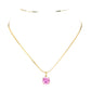 18K Gold Dipped Stainless Steel CZ Round Pendant Necklace