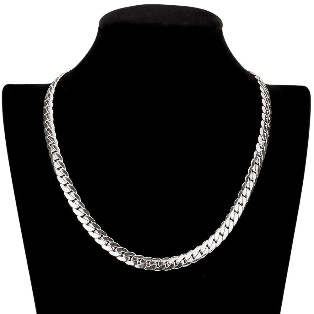 Women's 18 Inch, 8mm Stainless Steel Metal Chain Necklace