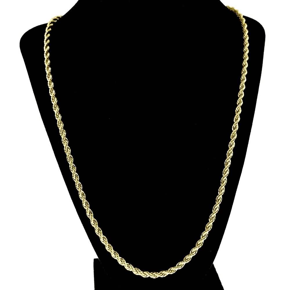 Cadena de oro macizo de 18 quilates de 3 mm para hombre y mujer