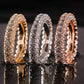 Anillo de eternidad de oro de 18K y cristal tallado italiano de 3 hileras