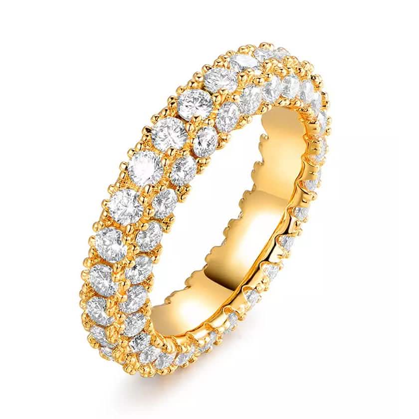 Anillo de eternidad de oro de 18K y cristal tallado italiano de 3 hileras