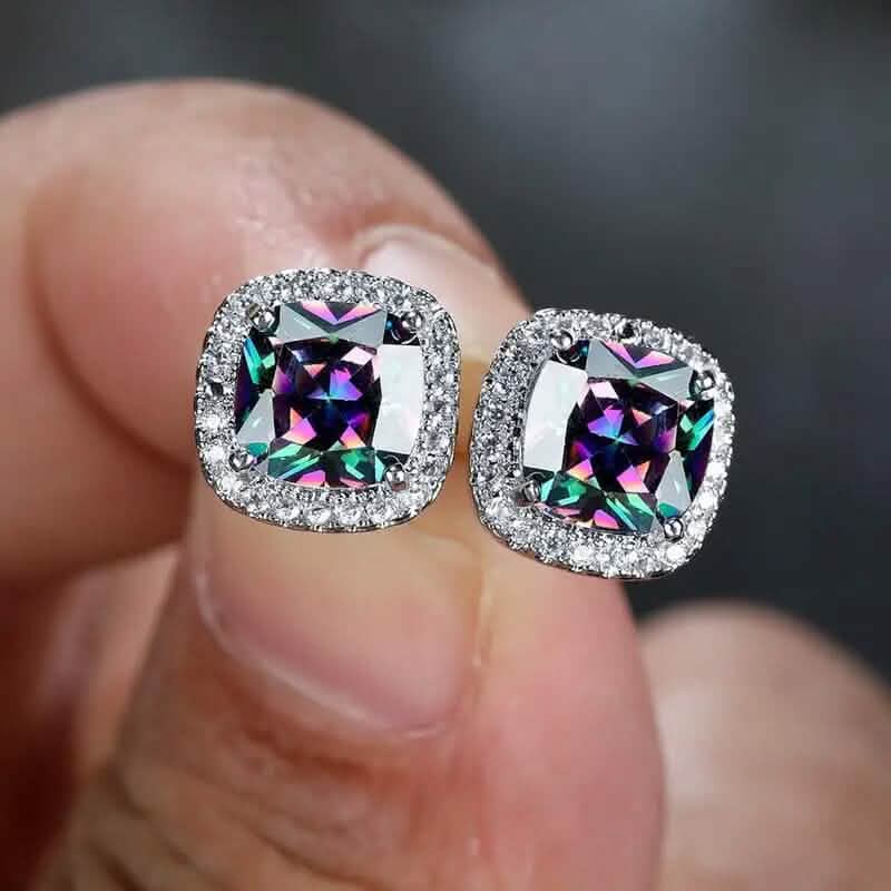 Pendientes chapados en oro de 18 quilates con forma cuadrada de colores