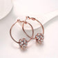 18K Gold Plated Pave Ball Hoop Earring Swarovski Crystals