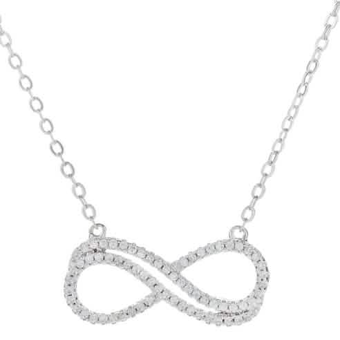 Collar de doble infinito chapado en oro blanco de 18 quilates