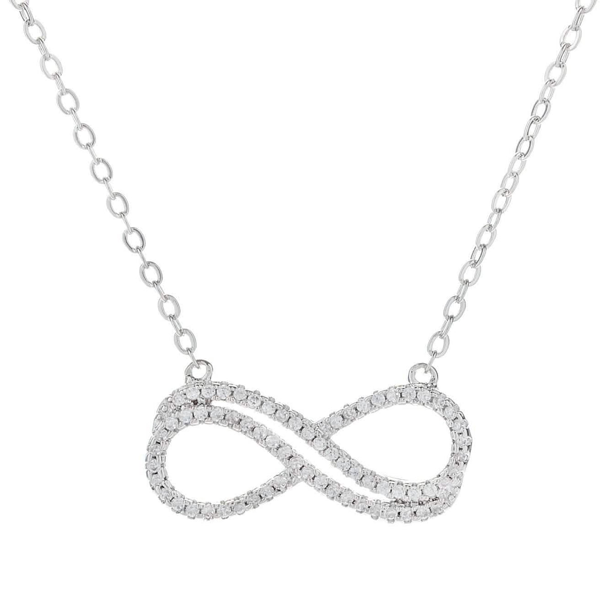 Collar de doble infinito chapado en oro blanco de 18 quilates