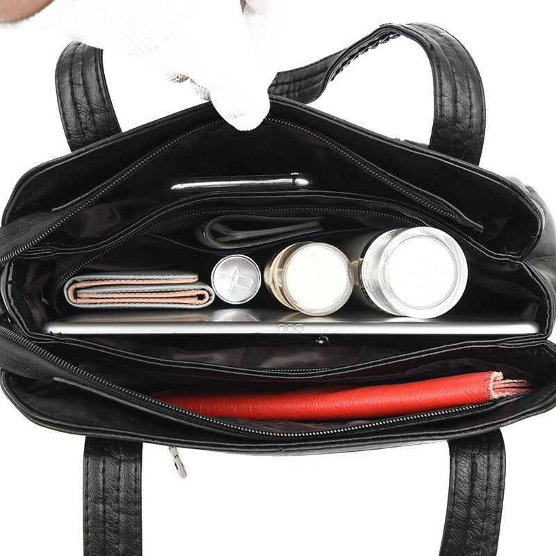 Women's Large Capacity Mom Portable Soft Leather Bags
