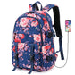 Women's Oxford Cloth Computer Thermal Transfer Flower Backpacks
