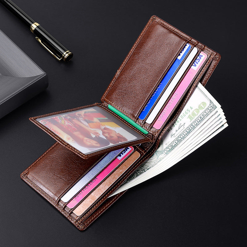 Men's Genuine Leather Vintage Oil Wax Cowhide Men's Wallets
