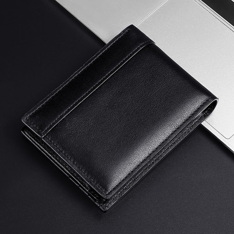 Men's Swiping Short Oil Wax Leather Multifunctional Men's Wallets