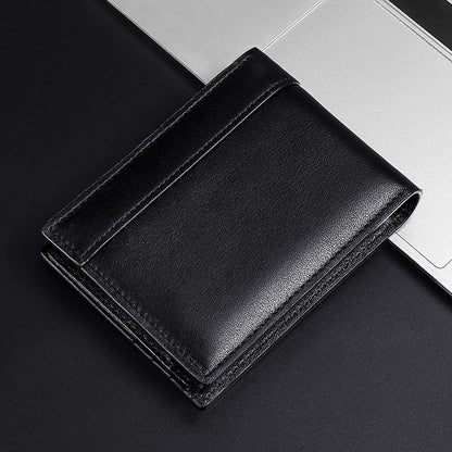 Men's Swiping Short Oil Wax Leather Multifunctional Men's Wallets