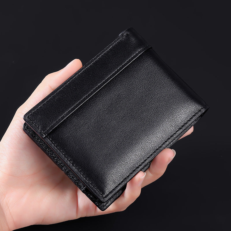 Men's Swiping Short Oil Wax Leather Multifunctional Men's Wallets