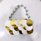 Women's Stringed Pearls Wafer Platinum Sequined Handmade Handbags