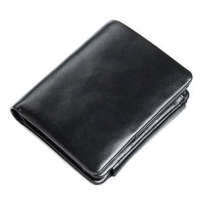 Men's Leather Swiping Large Capacity Double Zipper Men's Wallets