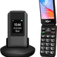 Teléfono plegable 4G desbloqueado para personas mayores, teléfono plegable básico, teléfono móvil para personas mayores, pantalla de 2.8" +1.5", botón SOS, marcación rápida, botones grandes, Bluetooth, cámara, radio FM, batería de 1400 mAh (negro mate).