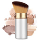 Retractable Kabuki Travel Makeup Brush, All-in-One | Ultra-soft dense bristles for powder, blush & foundation. Protective cap for mess-free travel (Color - White)