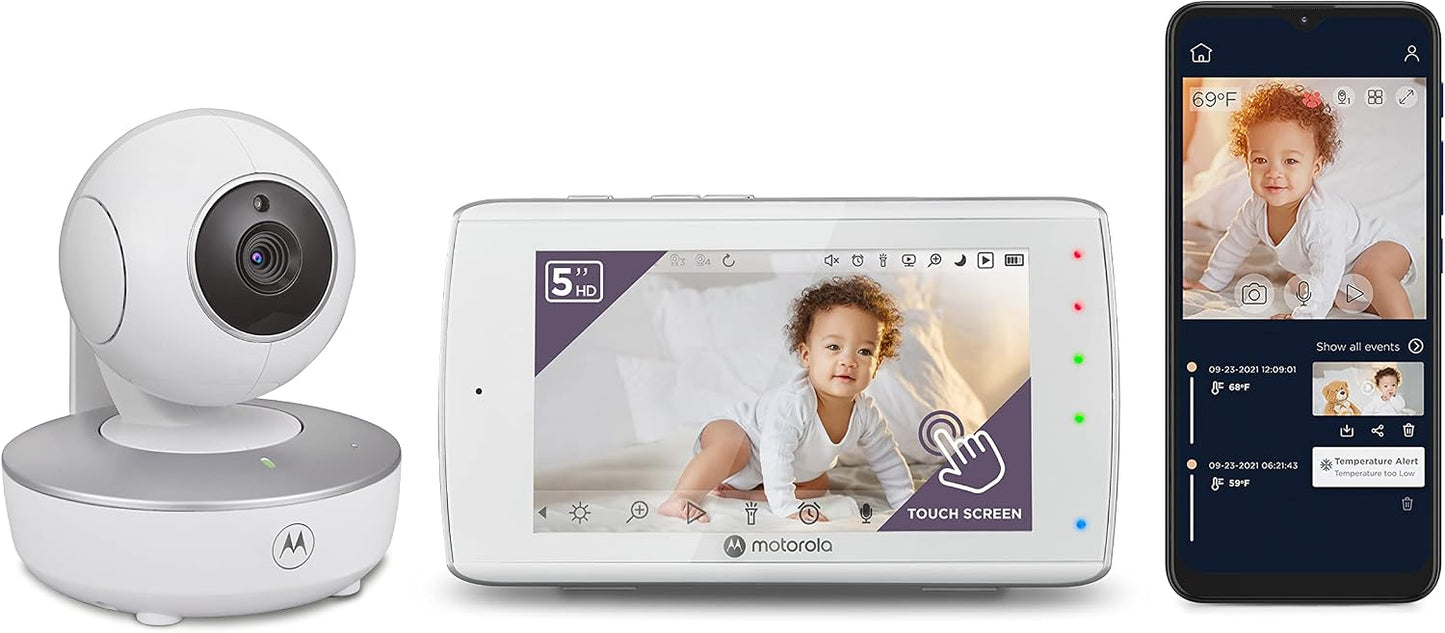 Motorola Nursery Baby Monitor with Camera and Audio, Portable VM36XL WiFi HD Camera, Touchscreen Display, App Connected, Long Range, Night Vision