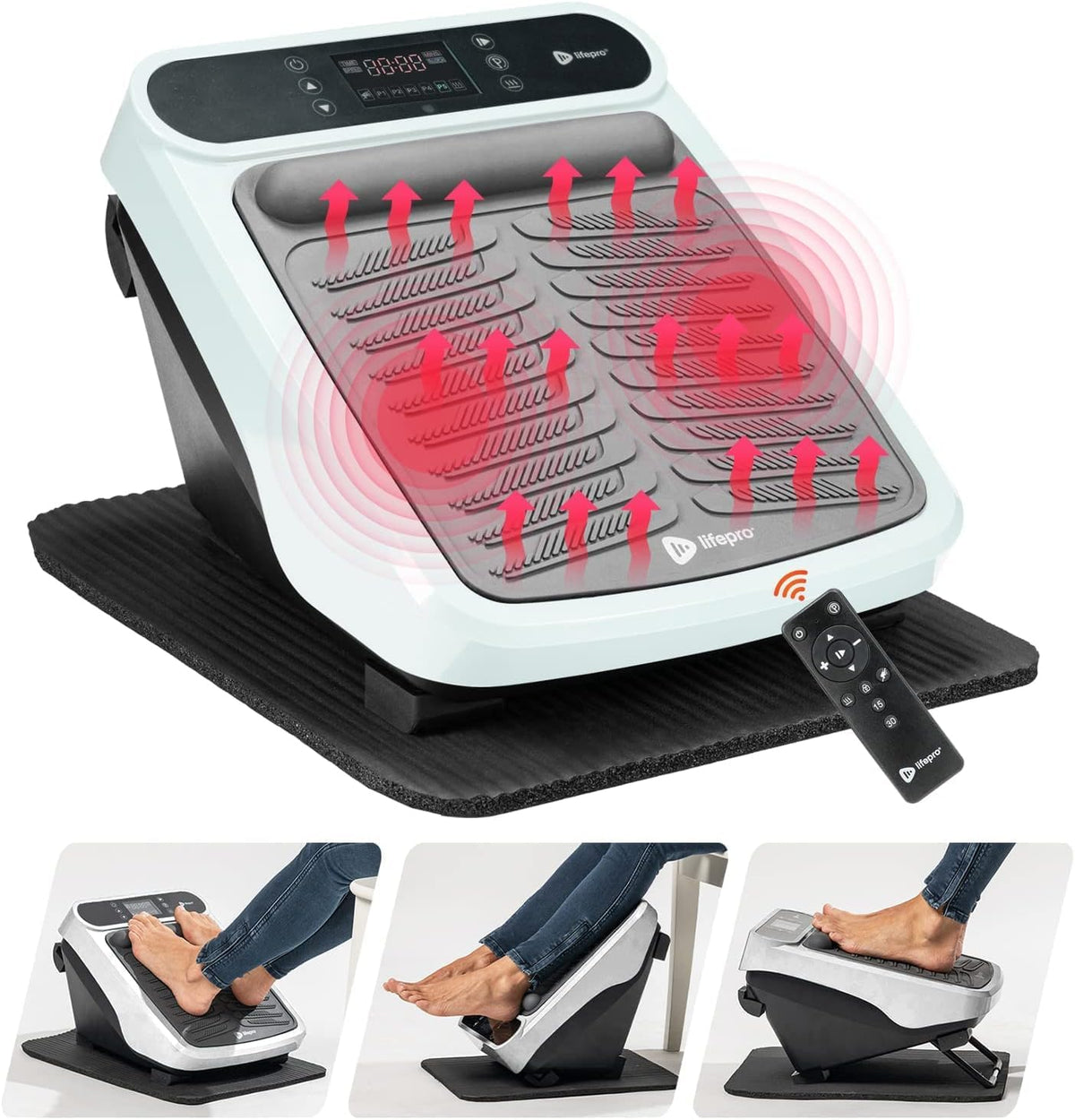 Masajeador de pies LifePro para una terapia relajante de pantorrillas y pies - Máquina vibratoria de circulación para pies y piernas con combinación de calor - Masajeador de pies debajo del escritorio para aliviar el dolor y la circulación sanguínea