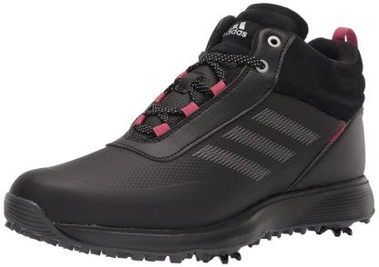 adidas Womens S2g Recycled Polyester Mid Cut Golf Shoes Core Black/Dark Silver/Wild Pink 5.5