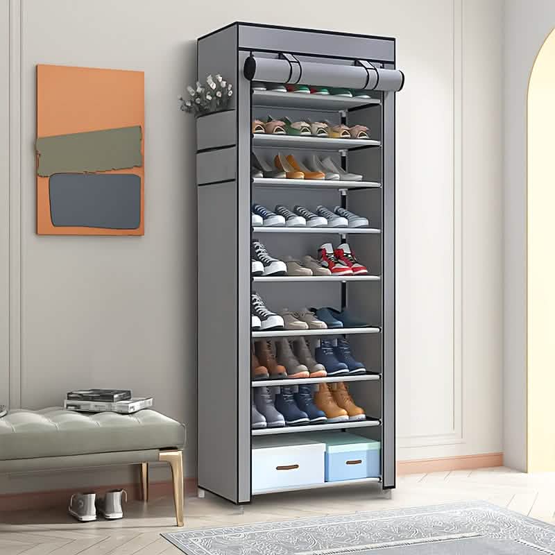 Organizador de armario con estante para zapatos de 10 niveles y 9 rejillas