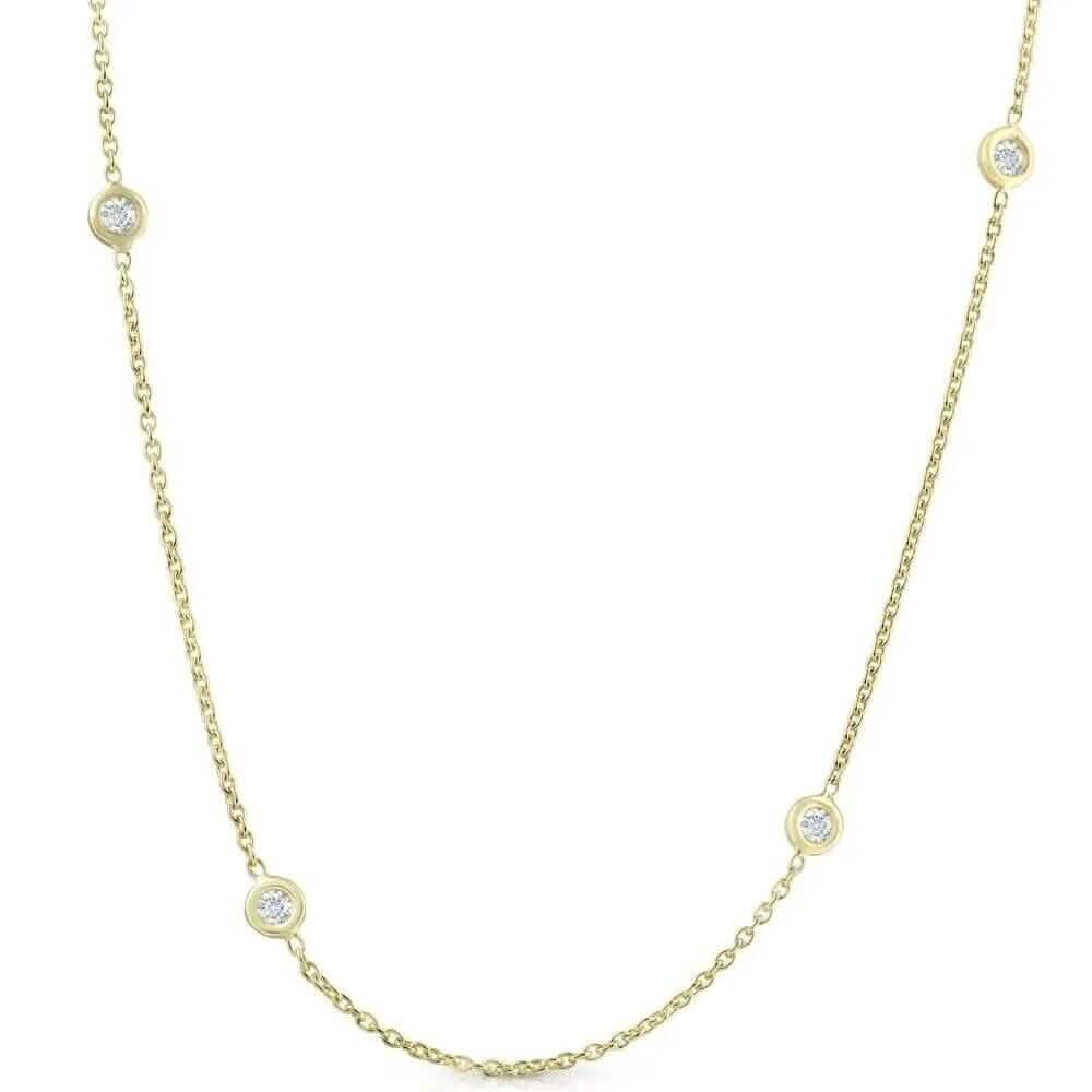 Collar de mujer de oro amarillo de 14 quilates con diamantes de 1 quilate "By The Yard" de 45 cm
