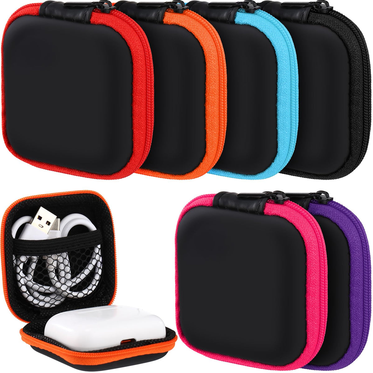 Sweetude 30 Juegos de Estuches para Auriculares Portátil, Estuche EVA para Auriculares, Soporte Cuadrado para Auriculares, Bolsa Organizadora de Accesorios para Teléfonos Móviles con Gancho para Auriculares, Cascos, Tarjetas de Memoria, Chips