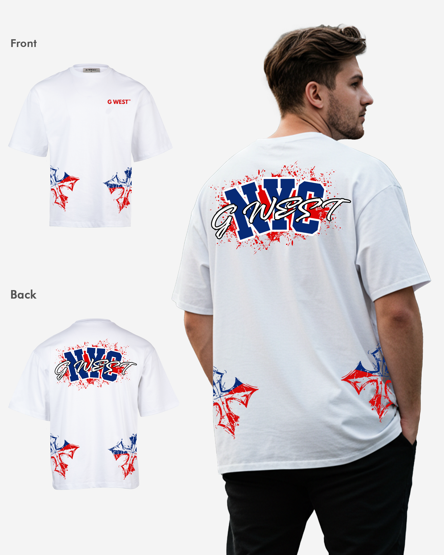 G West Nyc Blood Arch Logo T-Shirts Big and Tall