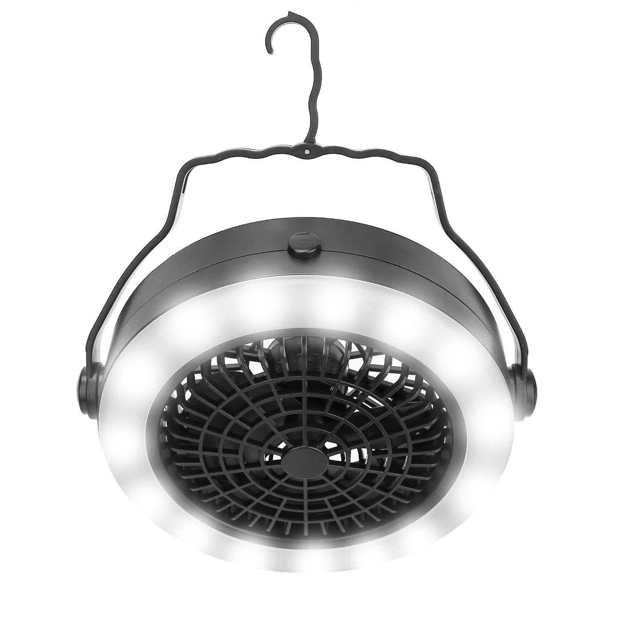 Ventilador LED portátil de camping 2 en 1 para exteriores, funciona con pilas/USB