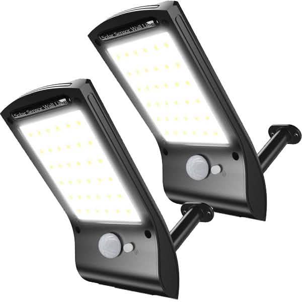 Paquete de 2: Lámpara de pared con sensor de movimiento de 36 LED con energía solar