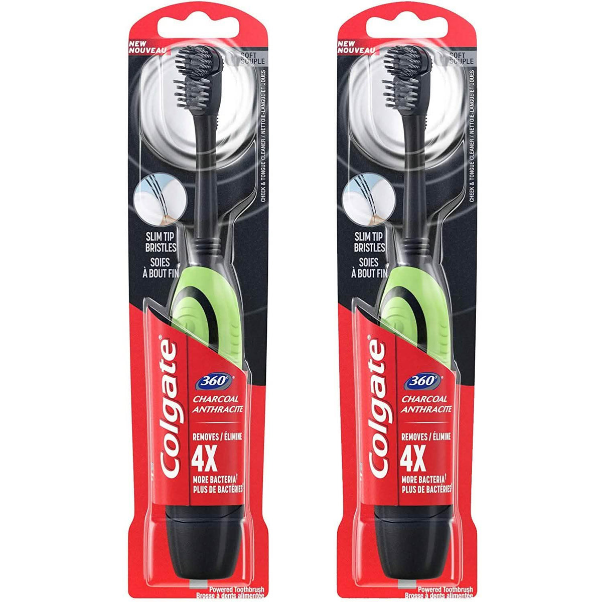 Paquete de 2: Cepillo de Dientes Eléctrico de Carbón Activado Colgate 360