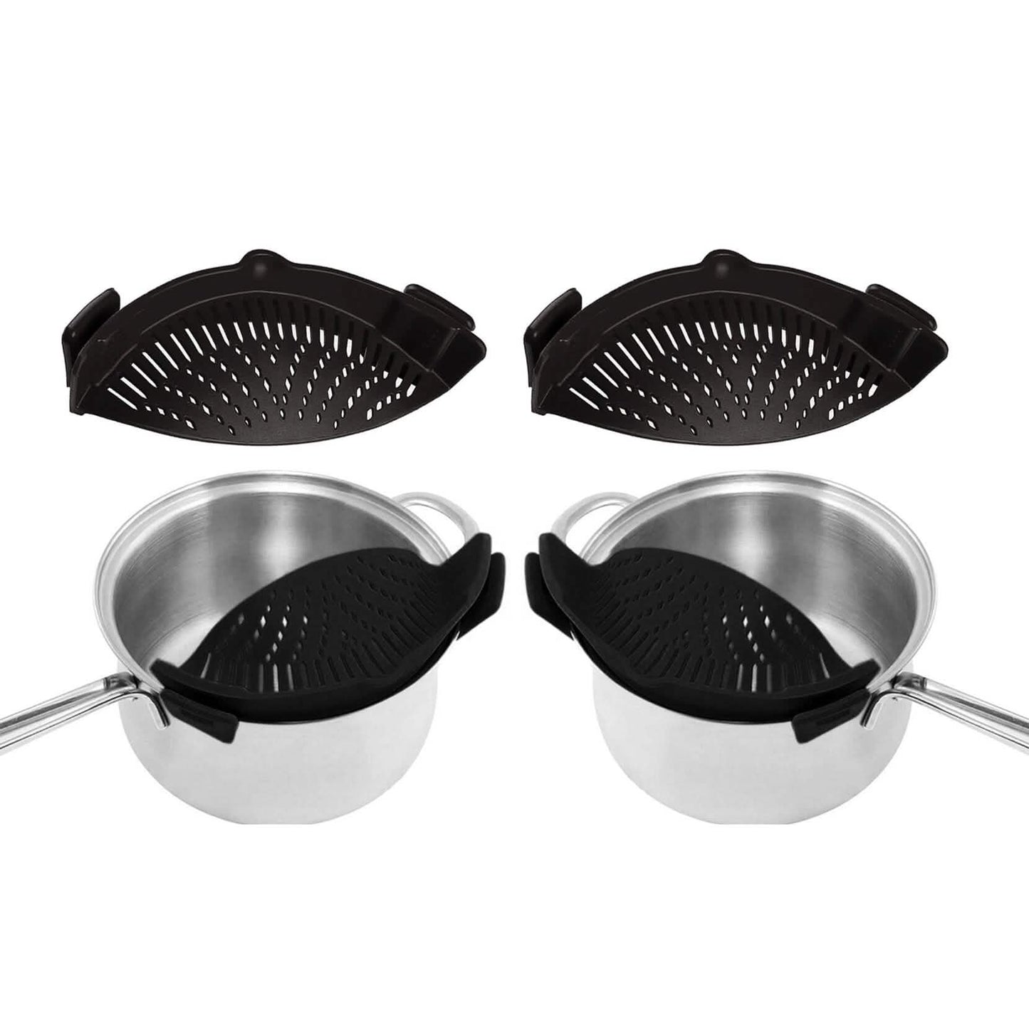Paquete de 2: Colador de cocina de silicona resistente al calor con cierre fácil a presión