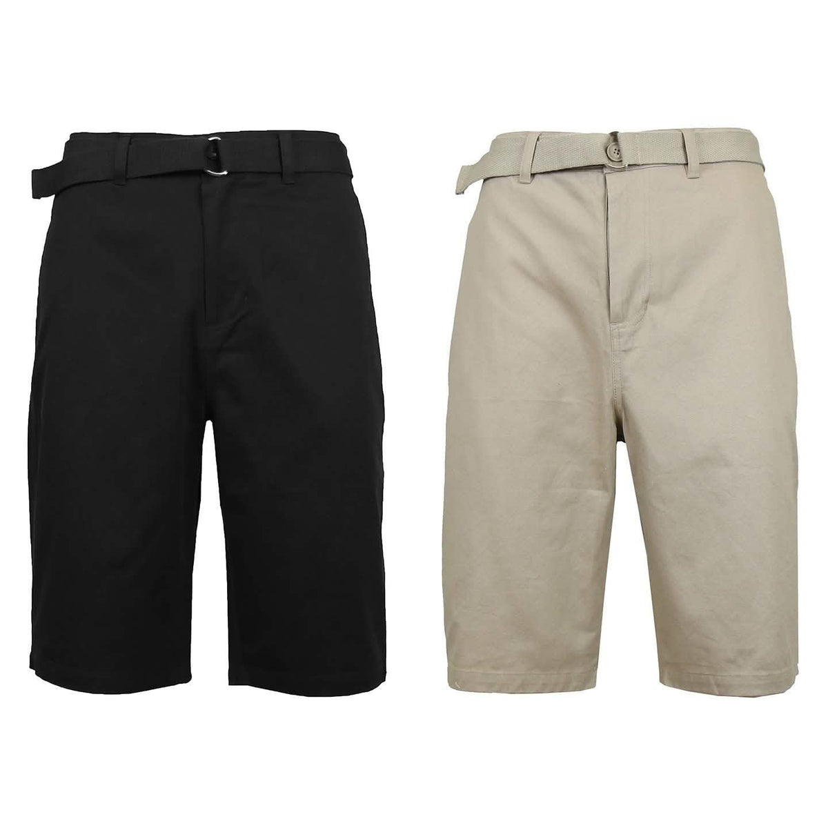 Paquete de 2: Pantalones cortos chinos de algodón para hombre con cinturón
