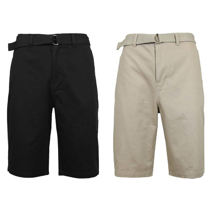 Paquete de 2: Pantalones cortos chinos de algodón para hombre con cinturón