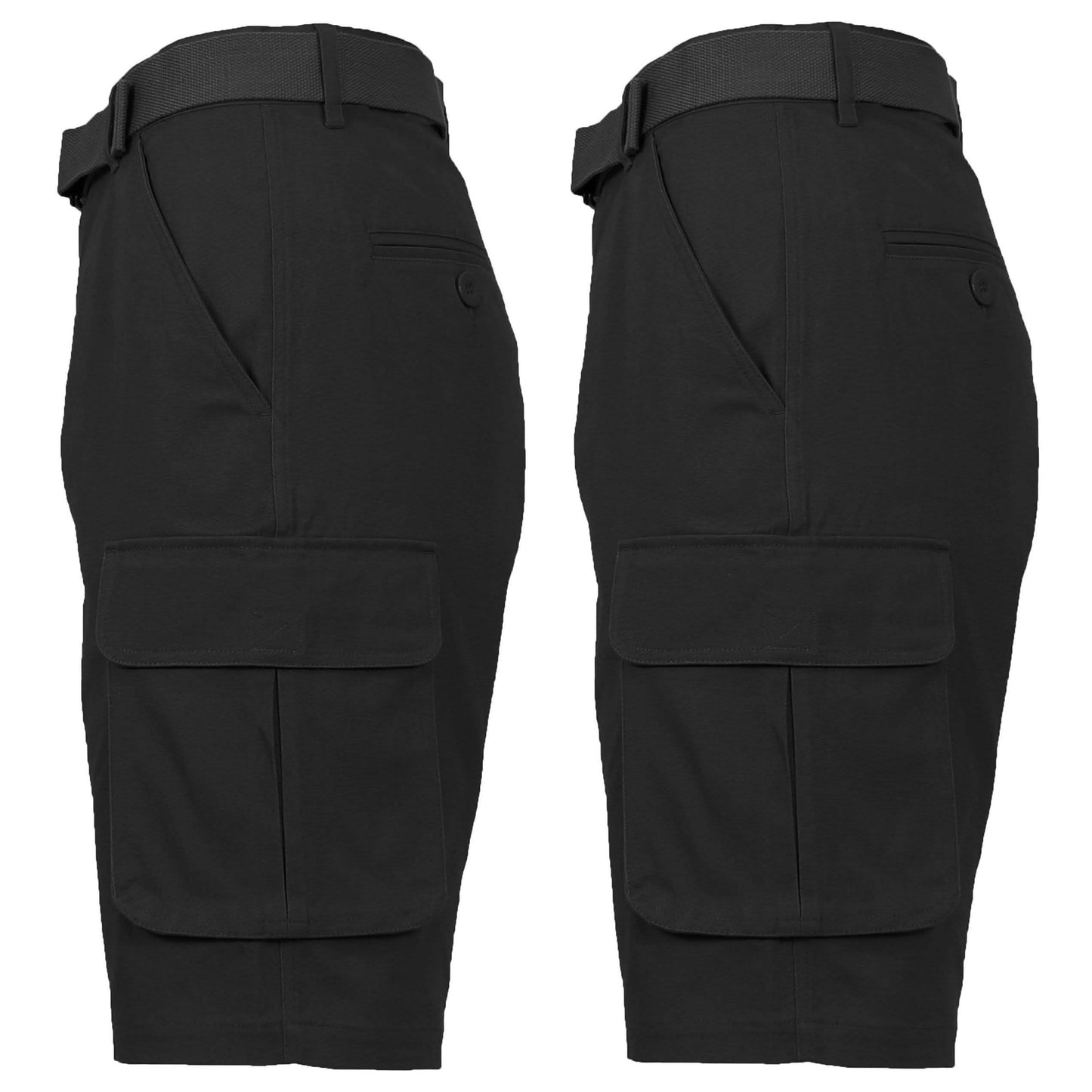Paquete de 2: Pantalones cortos cargo elásticos de algodón para hombre con cinturón