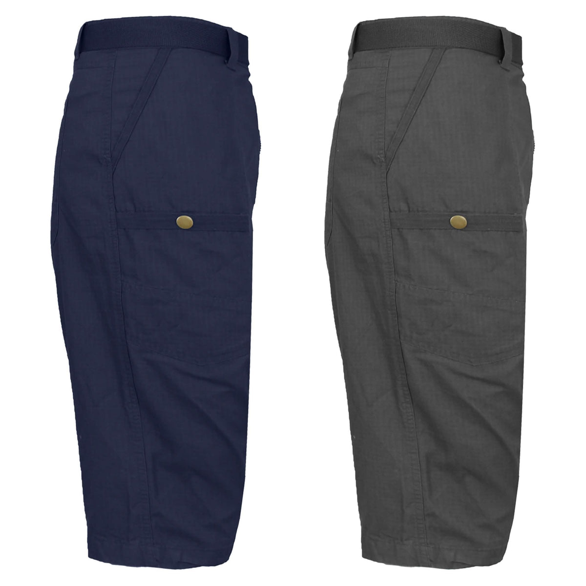 Paquete de 2: Pantalones cortos cargo de algodón tecnológicos para hombre con cinturón, tallas grandes
