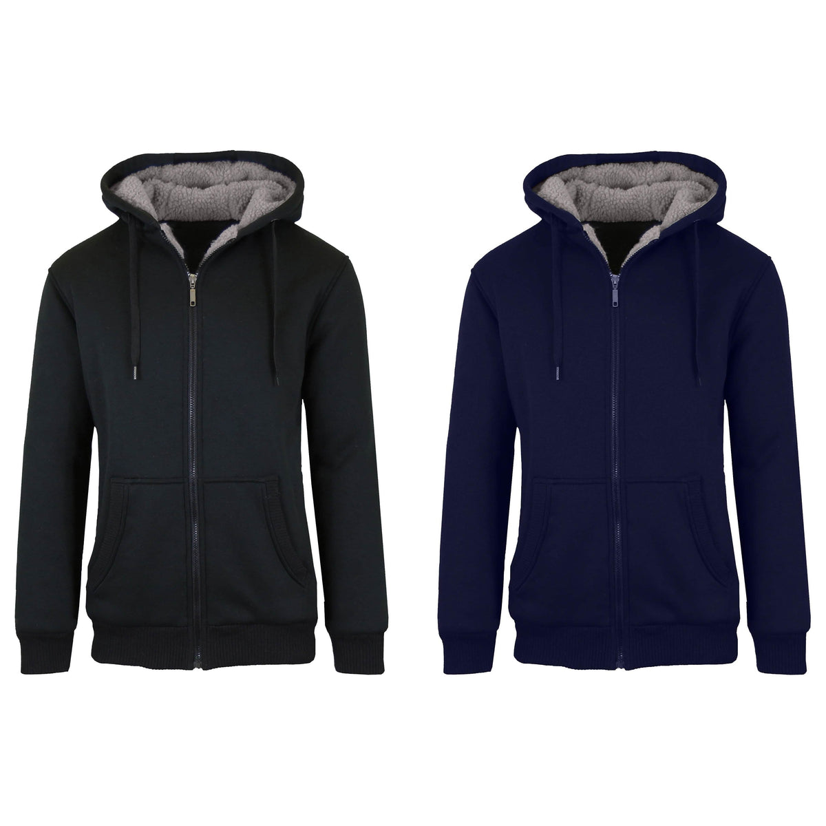 Paquete de 2: Suéter con capucha y cremallera de forro polar Sherpa grueso para hombre