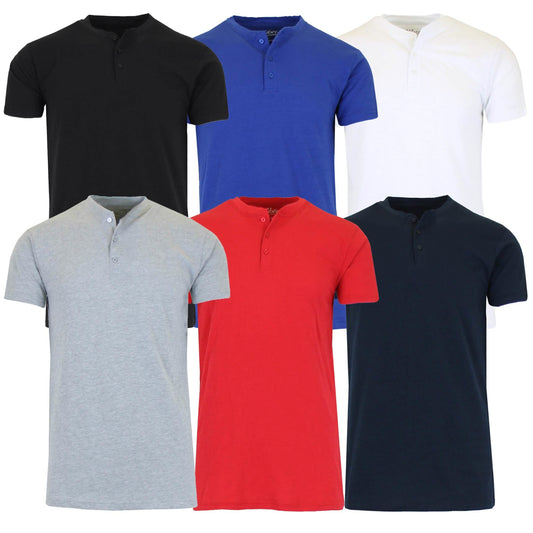 Paquete de 2: Camiseta Henley de Manga Corta Ajustada de Hombre de Tejido Slub
