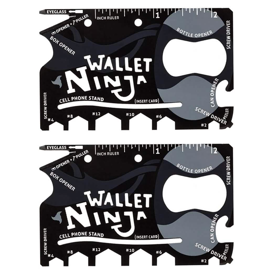 Paquete de 2: Multiherramienta del tamaño de una tarjeta de crédito Wallet Ninja 18 en 1