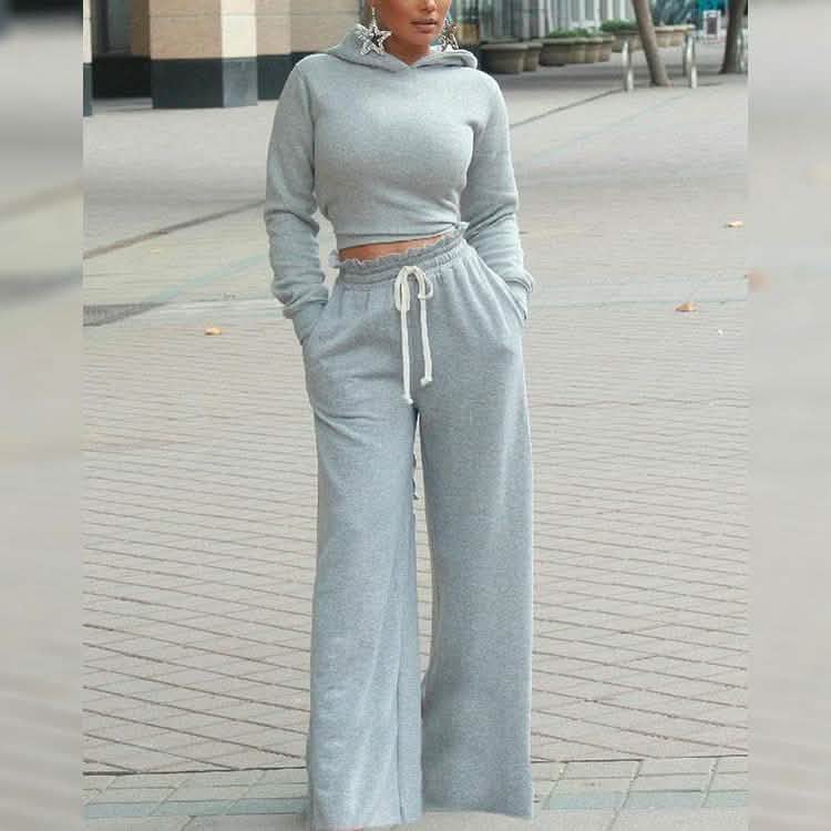Traje de 2 piezas: Pantalón de pernera ancha con cordón y espalda descubierta