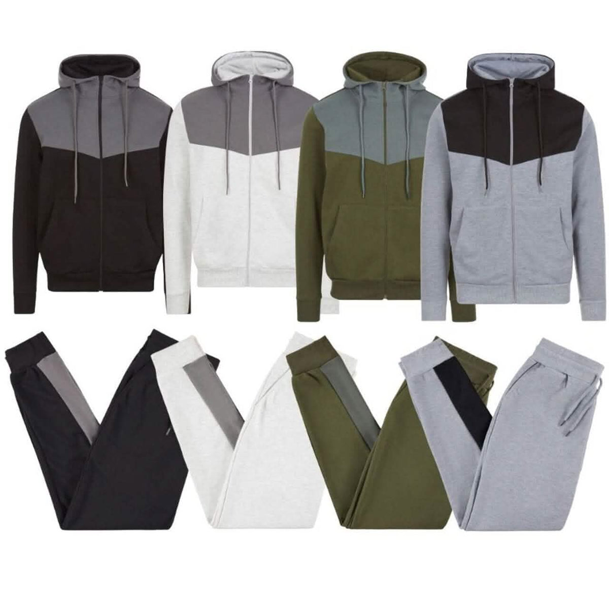 Set de 2 piezas: Sudadera con capucha técnica con forro polar y joggers para hombre