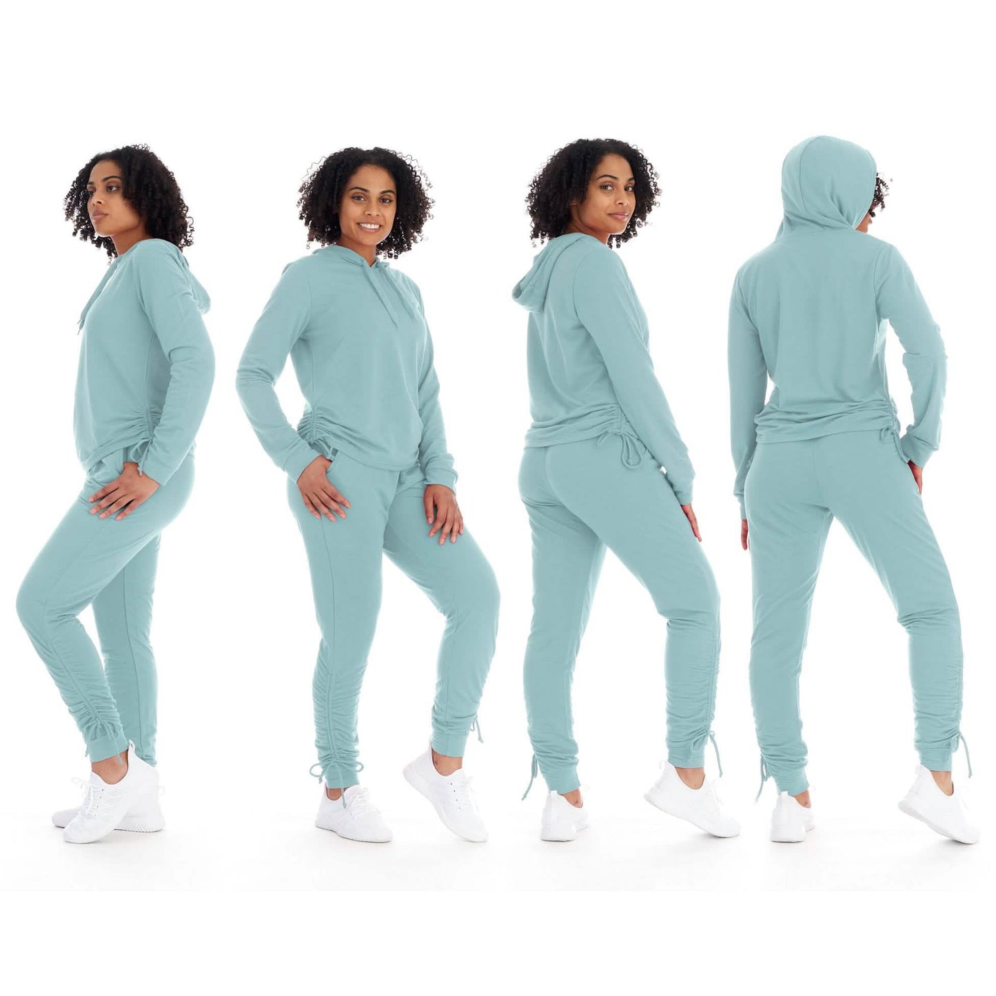 Conjunto de 2 piezas: Conjunto de sudadera con capucha y bolsillos y joggers de felpa athleisure para mujer