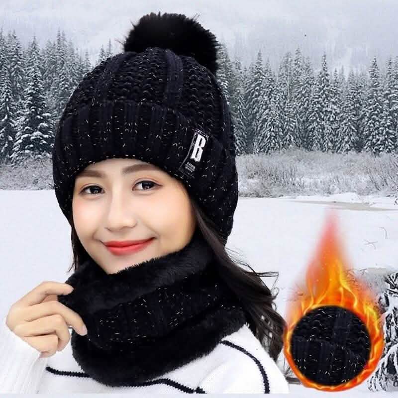 Conjunto de 2 piezas: Gorro de punto y bufanda para mujer, gorro y calentador de cuello, gorro de invierno
