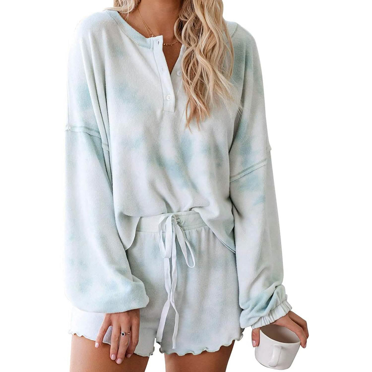 2 piezas: Traje estampado tie-dye para mujer