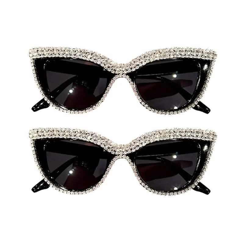2 piezas: Gafas de sol ojo de gato con pedrería brillante