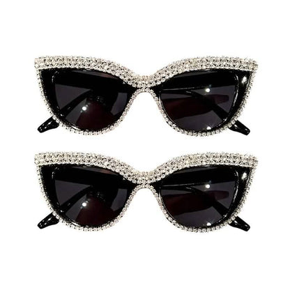 2 piezas: Gafas de sol ojo de gato con pedrería brillante