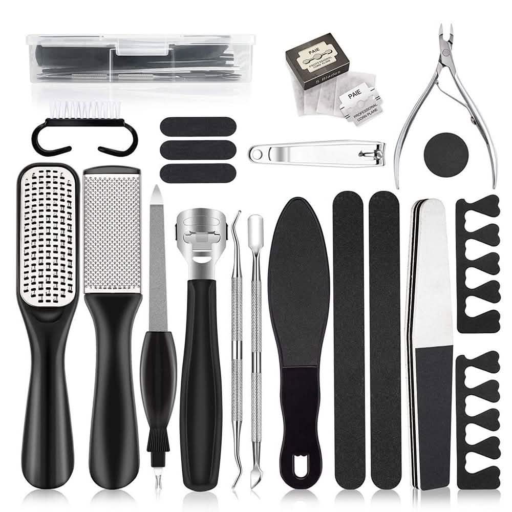 Kit de pedicura profesional 20 en 1, juego de limas para el cuidado de los pies para eliminar callos y piel muerta
