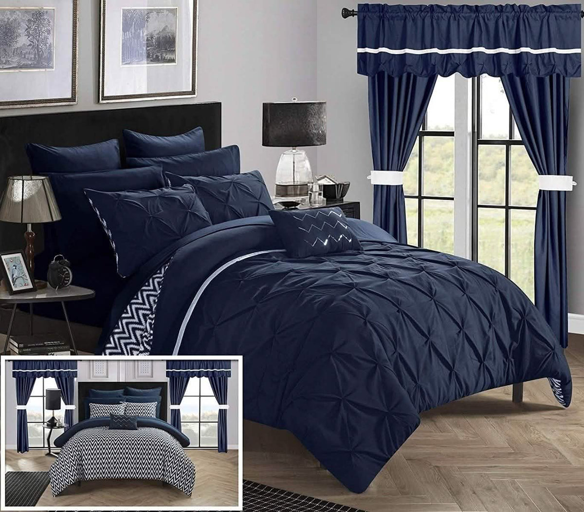 Juego de cama completo de 20 piezas: Edredón reversible Knoxville