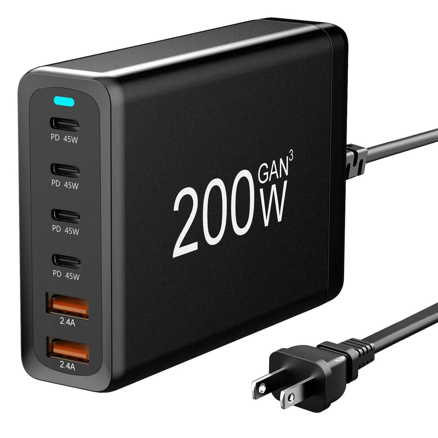 Cargador de pared rápido de 200W con 6 puertos de carga Estación de carga USB de escritorio